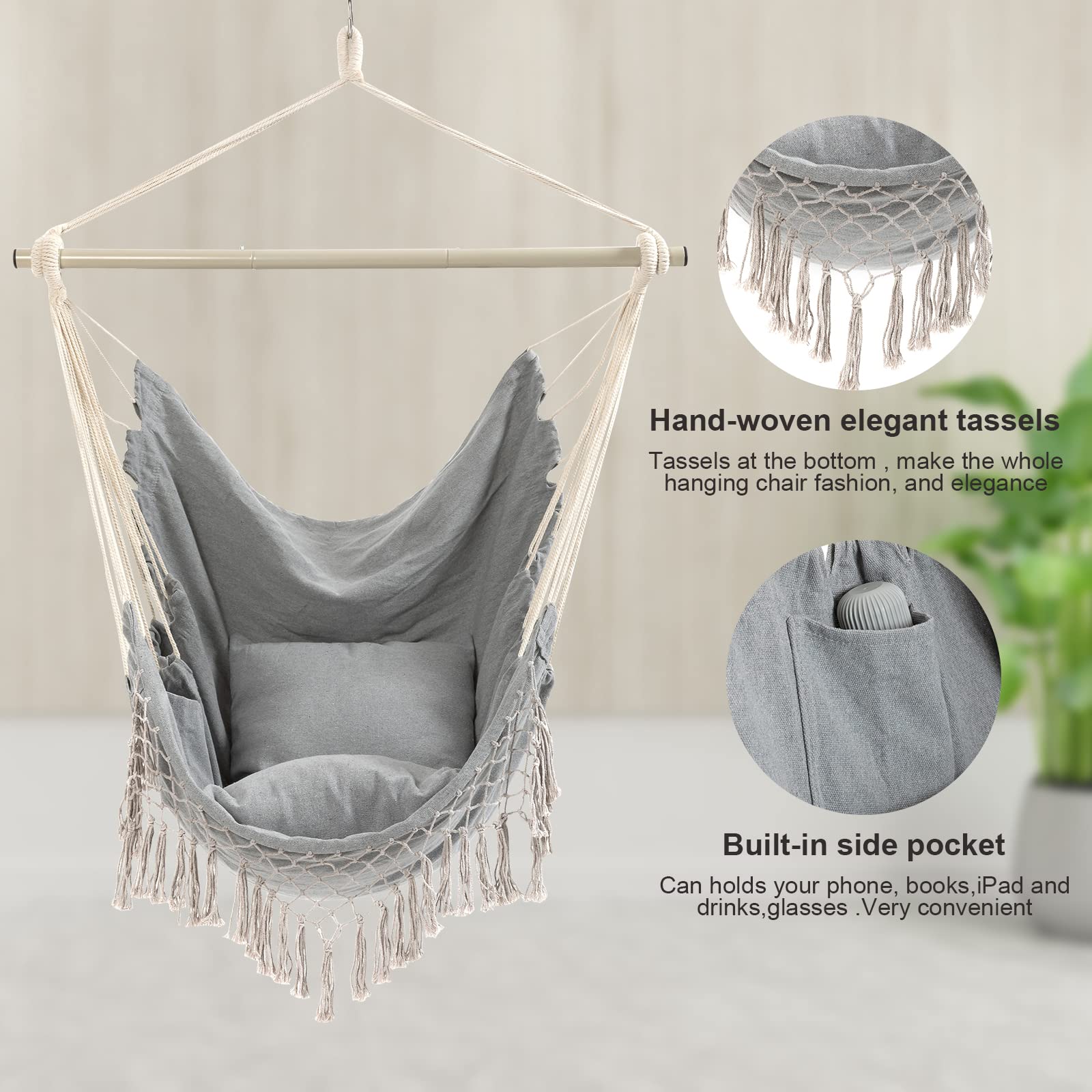 Amazon.co.jp: ハンモックチェア、ハンギングロープスイングシート